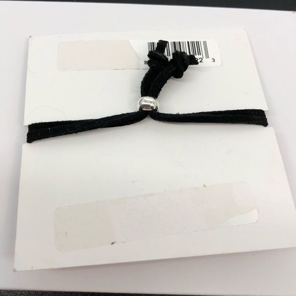 Silver Triangle on Black Suede Cord Pull Bracelet - Picture 3 of 4